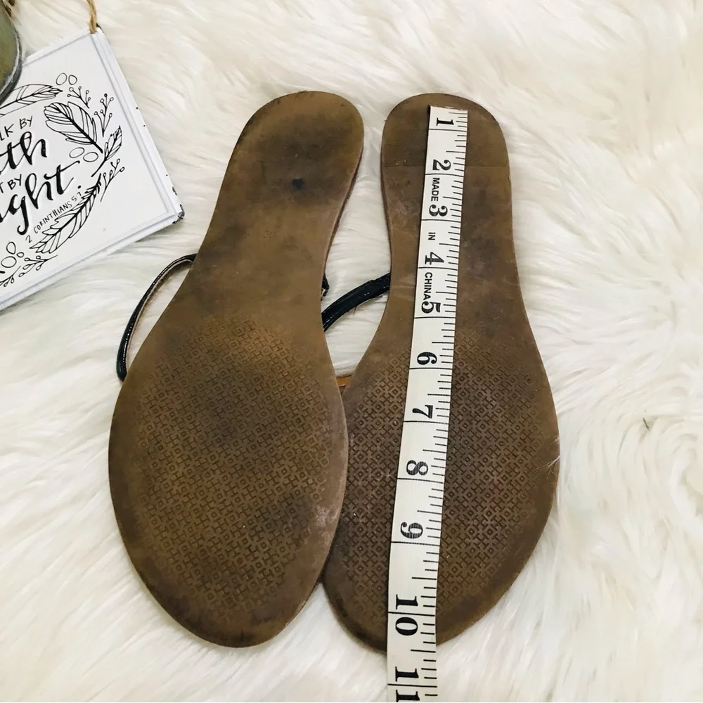 Tory Burch T Logo T Strap Thong Sandals Flats Black Sz 10 - Picture 9 of 11